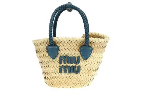 MIU MIU Calfskin Shoulder Bag, Crossbody Bag, Handbag Women's Natural & Blue