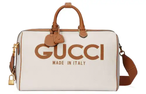 GUCCI Cotton Canvas Bag One Shoulder Crossbody Handheld Travel Bag Large Men's Beige