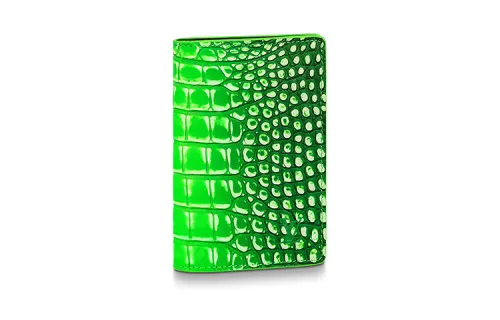 LOUIS VUITTON Crocodile Leather Wallet Men's Gradient Neon Green