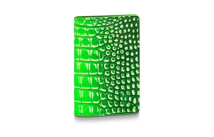 LOUIS VUITTON Crocodile Leather Wallet Men's Gradient Neon Green