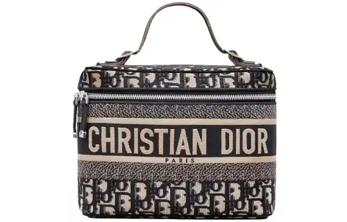 DIOR DiorTravel Embroidery Makeup Bag Toiletry Bag Travel Storage Bag Handbag Regular Women's Denim Blue