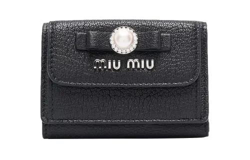 MIU MIU Leather Wallet Women's Black