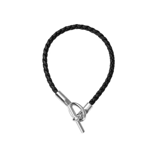 HERMES Glenan H Metal Detail Wristbands Men's Black