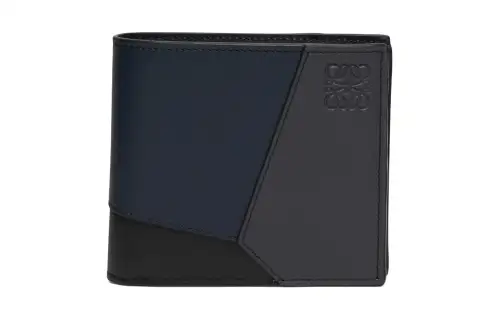 LOEWE Calfskin Wallet Men's Dark Marine Blue & Coal Gray