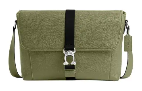 COACH Beck Litchi Grain Leather Messenger Bag, Shoulder Bag, Crossbody Bag Large Men's Moss