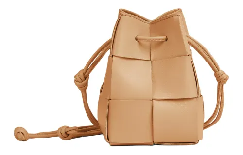 Bottega Veneta CASSETTE Sheepskin Bucket Bag, Shoulder Bag, Crossbody Bag Mini Women's Almond