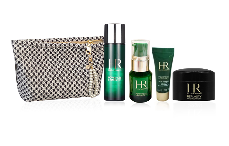 Set, elastic bandage emerald, moisturizing cosmetic bag, sample, Chanel style, oil sheen control