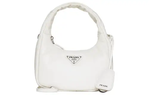 PRADA Sheepskin Hobo Bag Handbag Mini Women's White