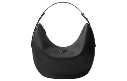 PRADA Leather Hobo Bag, Handbag, Shoulder Bag Women's Black