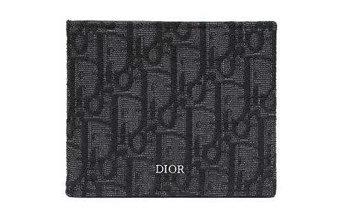 DIOR Knitted Fabric With Cow Leather Wallet Men's Black