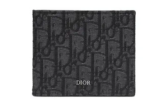 DIOR Knitted Fabric With Cow Leather Wallet Men's Black