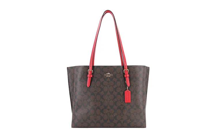 COACH Mollie PVC Tote Bag, Shopping Bag, Shoulder Bag 34 Women's Dark Brown