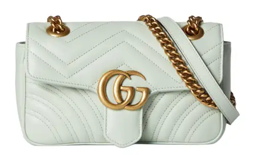 GUCCI GG Marmont Leather Crossbody Bag, Shoulder Bag Small Women's Light Green