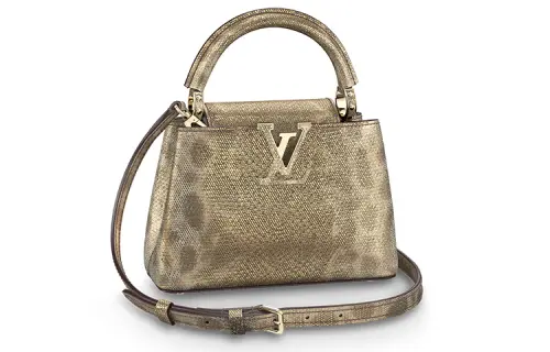LOUIS VUITTON Capucines Snake Leather Shoulder Bag, Crossbody Bag, Handbag Mini Women's Metal Gold
