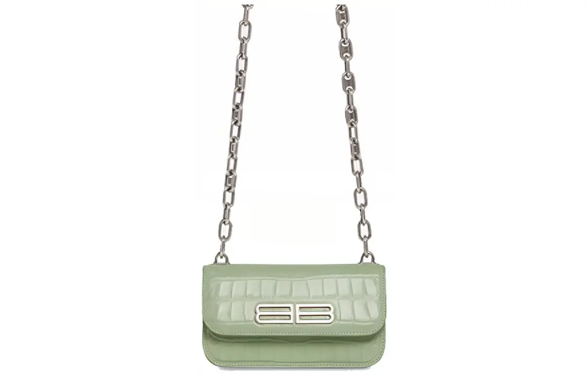Balenciaga Cow Leather Shoulder Bag, Crossbody Bag Mini Women's Light Green