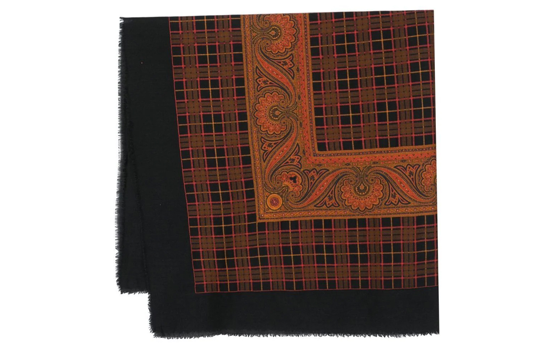 Saint Laurent 1970s paisley checkered scarf