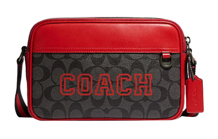 COACH Graham Canvas With Leather Shoulder Bag, Crossbody Bag Medium Men's Red
