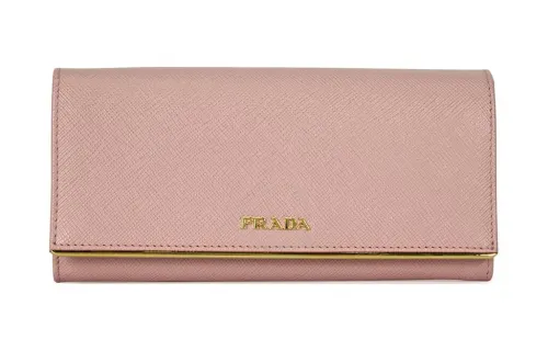 PRADA Leather Card Holder, Wallet Women's Pink