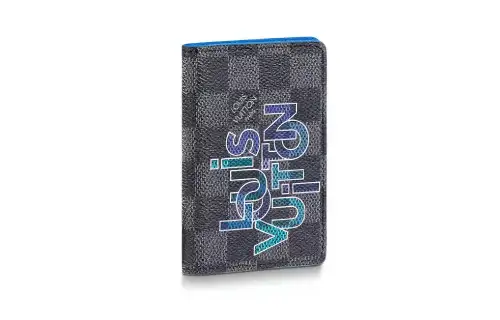 LOUIS VUITTON Cow Leather Wallet Men's Blue