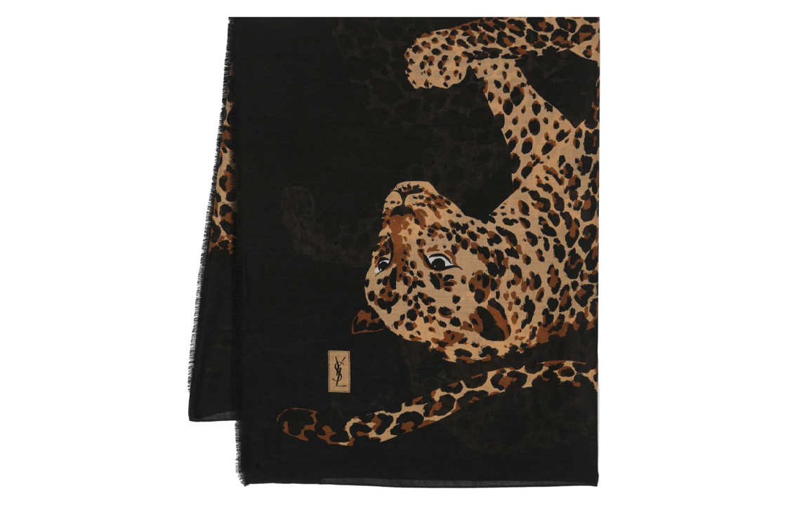 Saint Laurent 1970s leopard print silk scarf