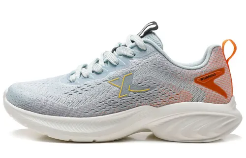 Xtep Hydrogen Cloud Integrated Woven Sports Shoes Mesh Breathable Running Shoes Men's Snow Mist Green/Slate Gray/Orange Yellow