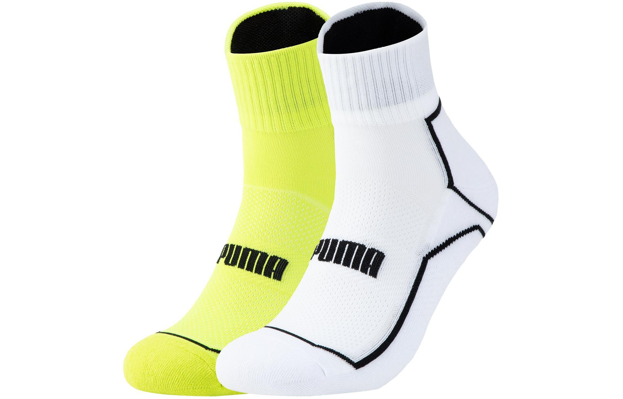 PUMA Ankle Socks Unisex 2 Pack Electronic Yellow+White