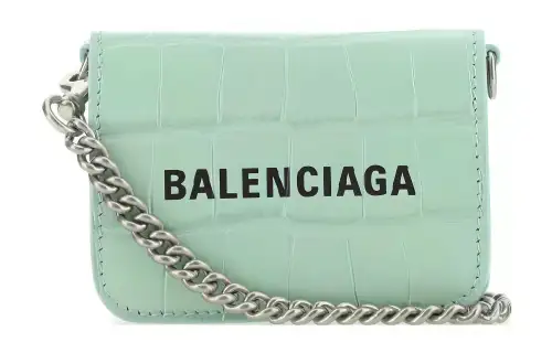 Balenciaga Calfskin Wallet, Crossbody Bag, Shoulder Bag Women's Cyan
