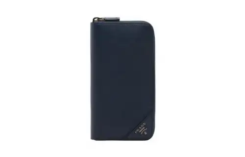PRADA Saffiano Cow Leather Wallet Men's Marine Blue