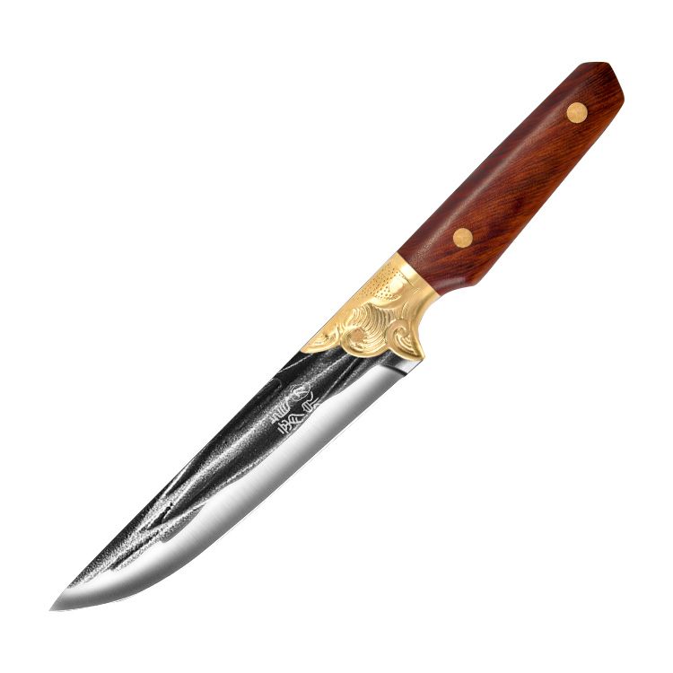 PLYS Longquan series butcher's knife, hand-forged boning knife, commercial butcher's knife for skinning and killing pigs, bloodletting sharp knife, imported peeling knife, kitchen cooking knife, golden brown