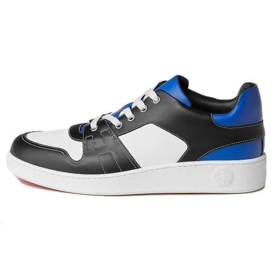 HERMES Low-Top Stylish Skateboarding Shoes Men's Black White Blue