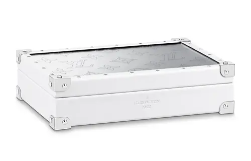 LOUIS VUITTON Leather Jewelry Box Hard Case Women's Silver