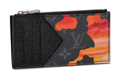 LOUIS VUITTON Coated Canvas Wallet, Card Holder Men's Gray/Red
