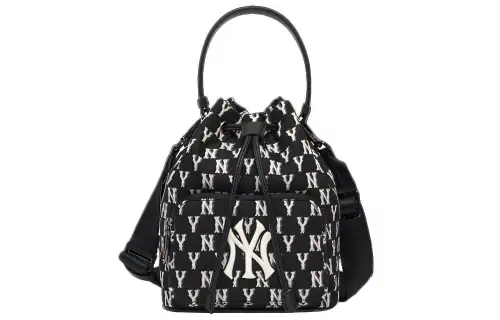 MLB Monogram Collection Polyester Bucket Bag, Handbag, Shoulder Bag, Crossbody Bag Regular Unisex Black