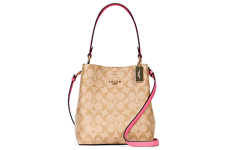 COACH Town Coated Canvas With Leather Handbag, Shoulder Bag, Bucket Bag, Crossbody Bag Small Women's
