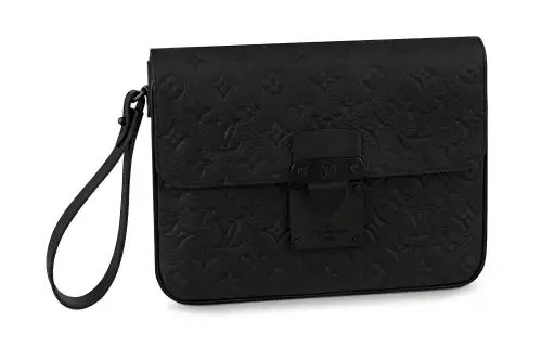 LOUIS VUITTON Cow Leather Clutch Regular Men's Black