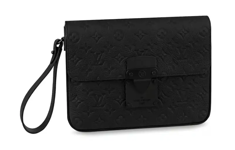 LOUIS VUITTON Cow Leather Clutch Regular Men's Black