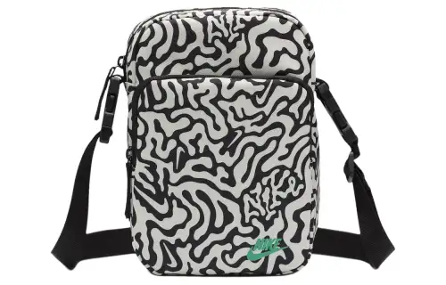 Nike Heritage Recycled Polyester Shoulder Bag, Crossbody Bag Men's Black & Coconut Milk & Stadium Green