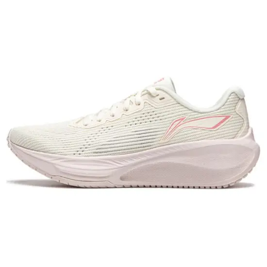LiNing Wuyue 2.0 Cushioned Slip Resistant Abrasion Resistant Breathable Low Top Casual Running Shoes Women's Beige Pink