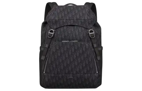 DIOR 8 Oblique Printed Fabric Backpack Men's Black