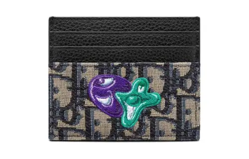 DIOR Cow Leather Card Holder Card Holder Men's Black Beige