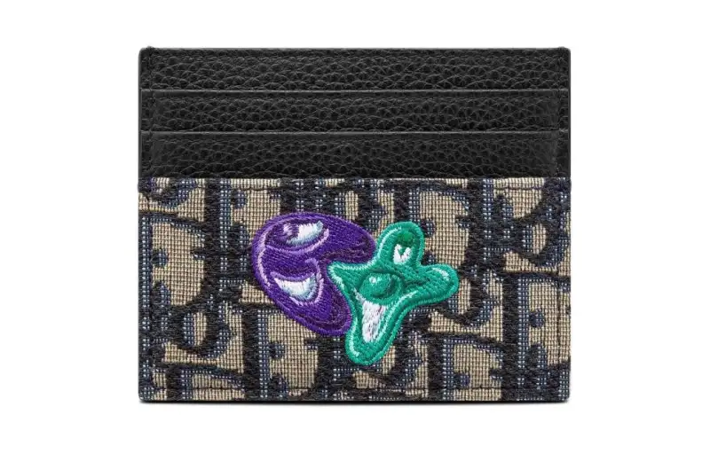 DIOR Cow Leather Card Holder Card Holder Men's Black Beige