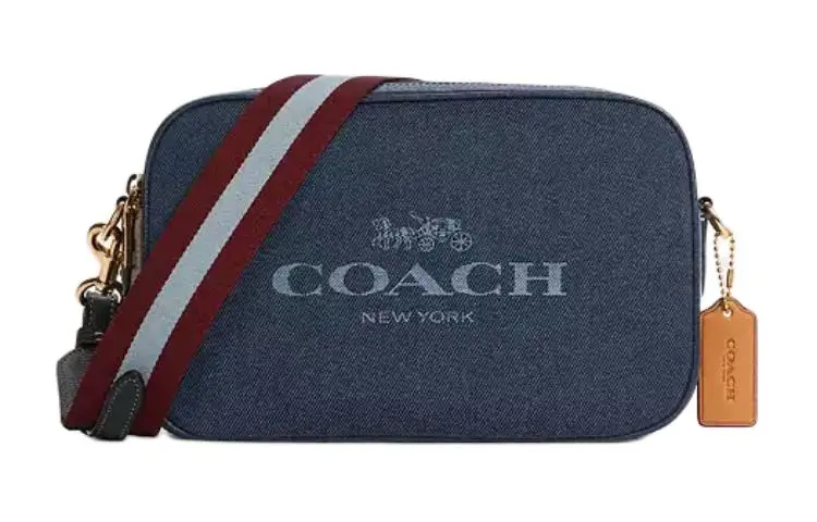 COACH Jes Fabric With Cow Leather Shoulder Bag, Crossbody Bag Medium Women's Denim Blue