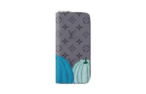 LOUIS VUITTON Yayoi Kusama Collaboration Coated Canvas With Leather Card Holder, Wallet Regular Men's Gray