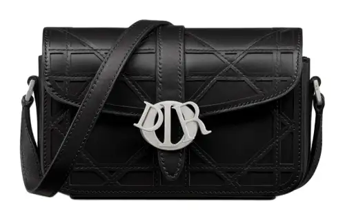 DIOR Cannage Cosmo Leather Shoulder Bag, Crossbody Bag Mini Men's Black