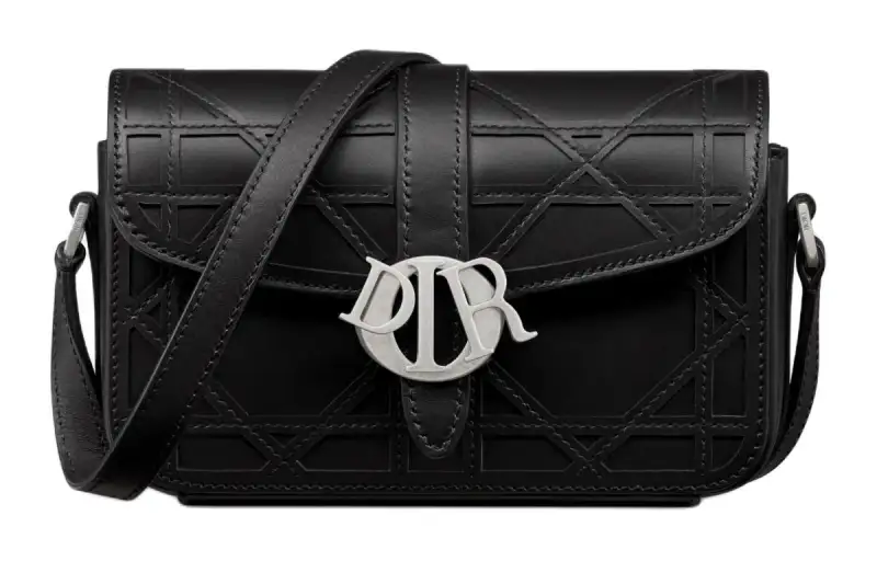 DIOR Cannage Cosmo Leather Shoulder Bag, Crossbody Bag Mini Men's Black
