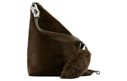 Burberry Sheep Wool Skin Bucket Bag, Handbag, Shoulder Bag Women's Military