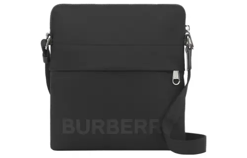 Burberry Logo Print Nylon Crossbody Bag Black