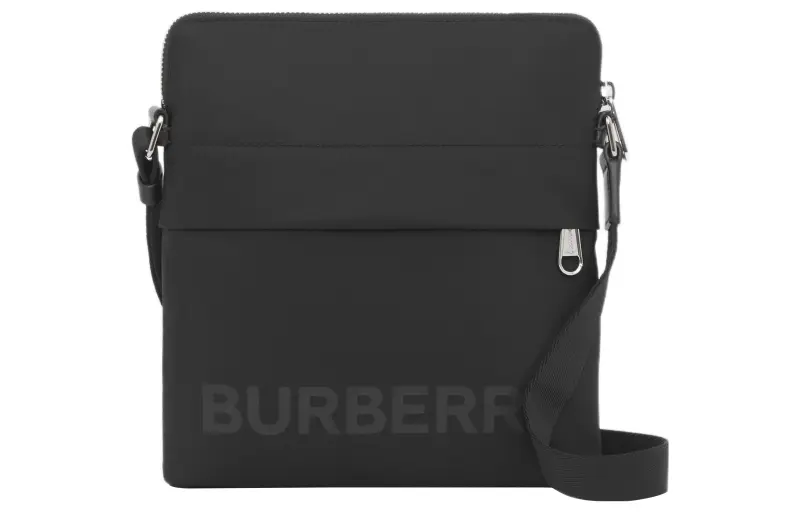 Burberry Logo Print Nylon Crossbody Bag Black