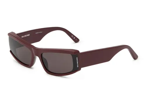Balenciaga Acetate Irregular Shape Sunglasses Men's Dark Red