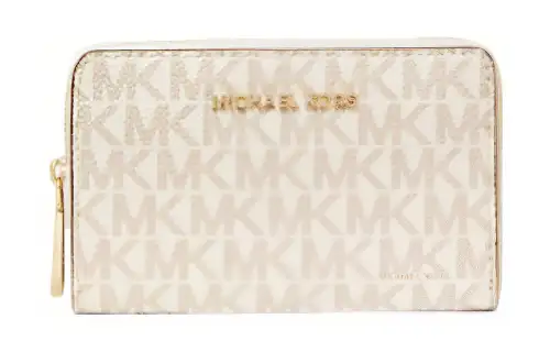 MICHAEL KORS Coated Canvas Wallet Small Women's Vanilla & Acorn